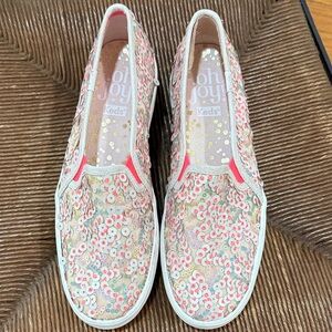 Keds Oh Joy! Sequin Slip-Ons with Pink and Gold